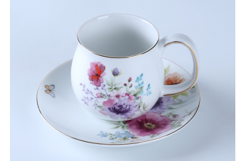貼花咖啡杯、茶杯碟套組